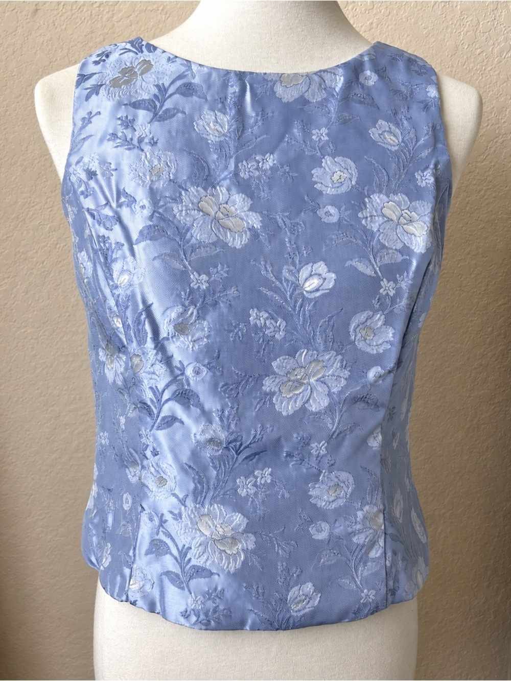 Scott McClintock Vintage Periwinkle Blue Floral Embroidered Tapestry Top Size 8